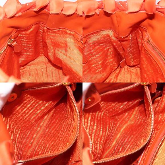 PRADA Hand Bag Nylon Orange Gold - Picture 12 of 12